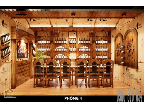 thi công hầm rượu nhà hàng GÒ CÔNG -Q8